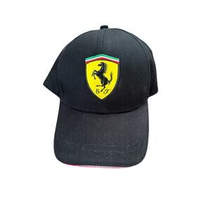 Official Licensed Authentic Ferrari Logo Hat w/ Adjustable Back Black Cap